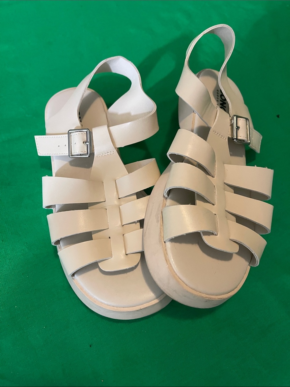 Sonoma Cream Strappy Kids Platform Sandals with Buckle